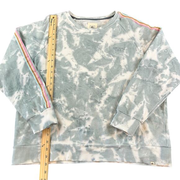 Rip Curl Twin Fin Sweatshirt Size Medium Light Blue White Tie-Dye Crew Neck Top - Picture 9 of 10